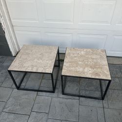 Contemporary Travertine Tile Side Tables by Hammary Furniture