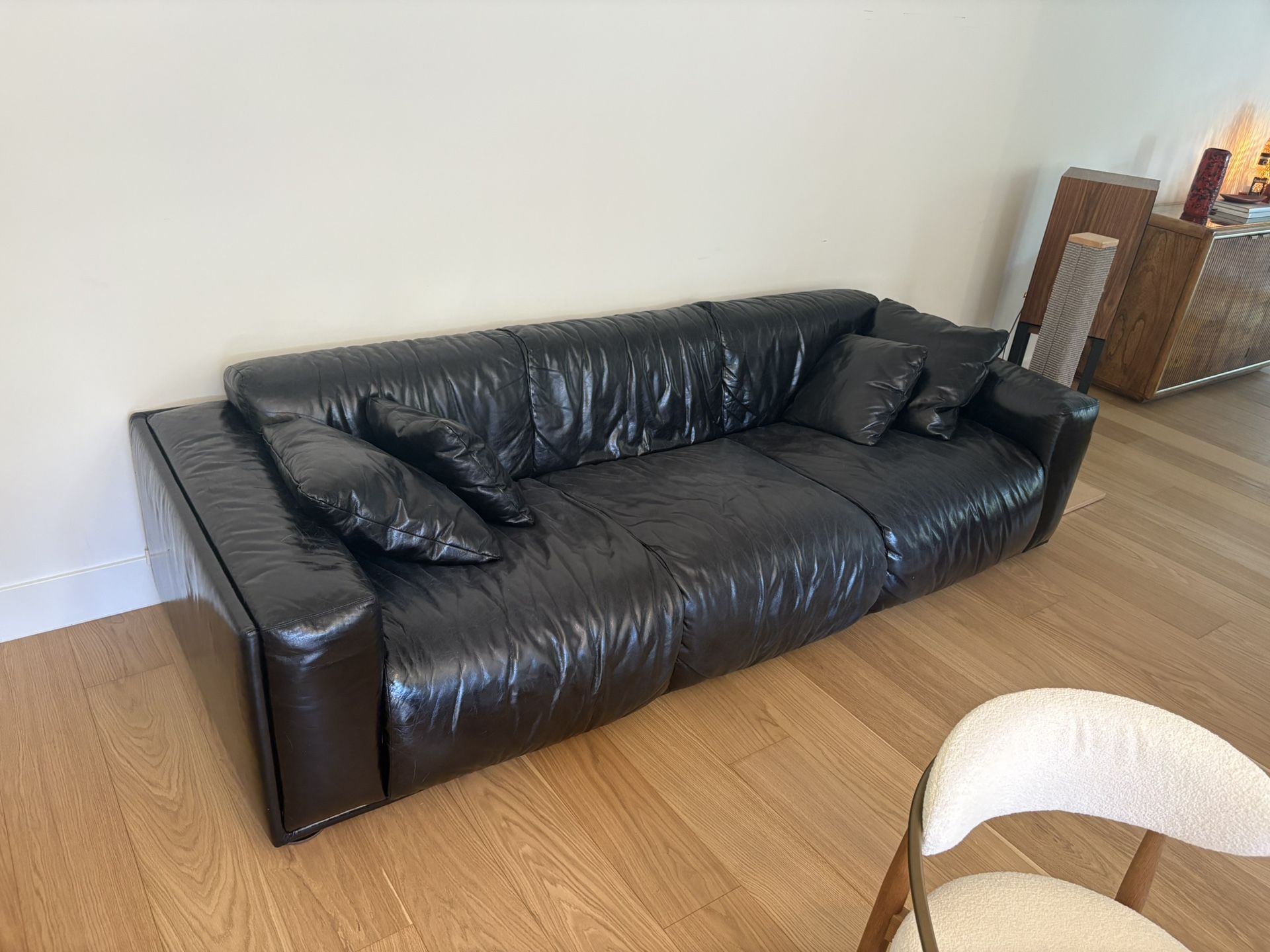 Giopagani Italian Black leather Sofa 3-seater Deep