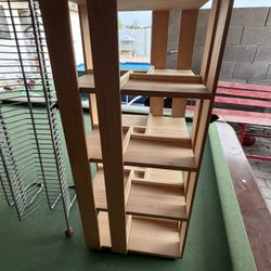 Vintage Gray Wire CD Tower Rack Stand and Two Wooden Rack Stand