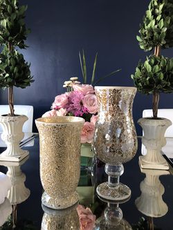 Gold mirrored mosaic beautiful vases for sale Pier 1 Shabby Chic style