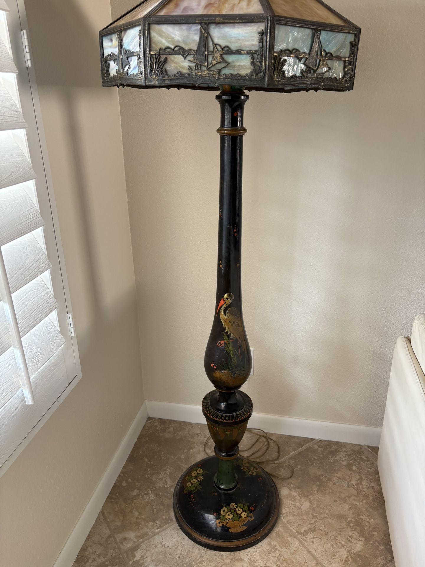 Antique Hand Painted Floor Lamp
