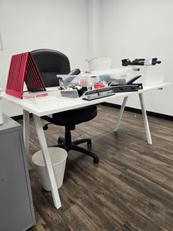Office desk and chairs