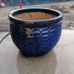 Cobalt Blue Glazed Ceramic Pot