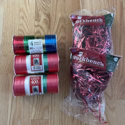 Christmas Curling Ribbon and Red Metallic Shred