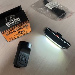 Bicycle Rechargeable 5 Sound Horn with Motion Activated Alarm + Multicolor Strobe Rear Safety LED both for $30 BRAND NEW 