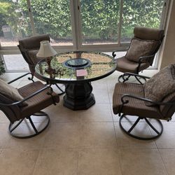 Patio Set With (4) Rocking Swivel Chairs