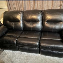 Dual Recliner Leather Couch