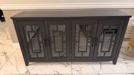 63.2" Large Black Sideboard Buffet Cabinet With 4 doors Storage