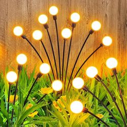 Brand New! Solar Garden Lights for Outside Decorations: 4 Pack Outdoor Solar Lights Waterproof, 8 LED Solar Firefly Lights,Solar Pathway Lights for Ya