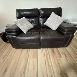 Leather Power Reclining Sofa and Loveseat 