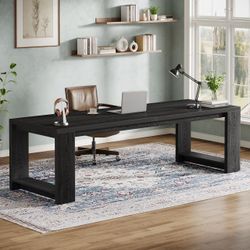 Tribesigns 86.6" Two-Person Desk, Modern Executive Office Desk, Double Computer Writing Table for Home Office, Conference Room (All Black)