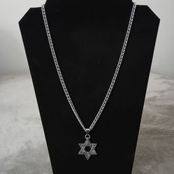 21"in Stainless Steel Chain & Jewish Star Pendant