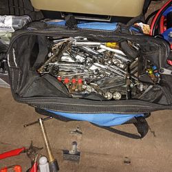 Assorted Mechanics Tools. 22" Bag  Full Up 