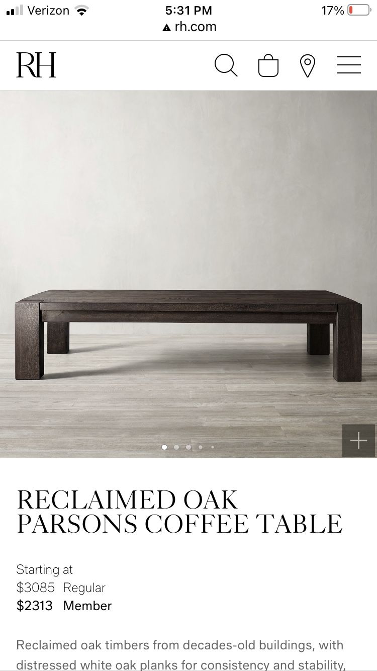 Restoration Hardware Furniture Wood Coffee Table Very sturdy