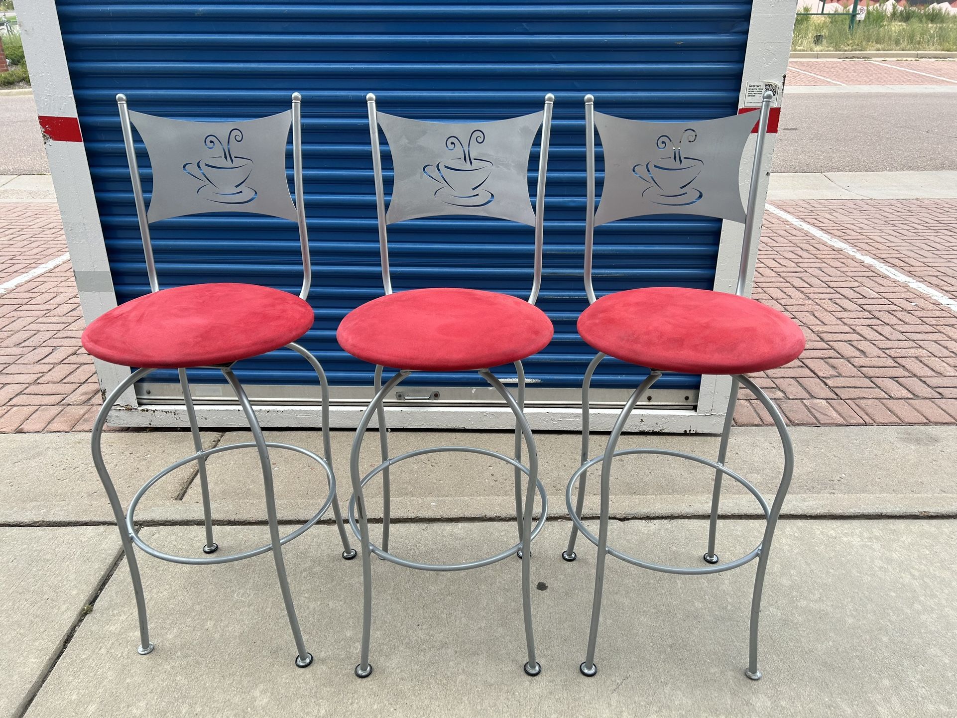 Swivel Bar Stools w/Red Seats