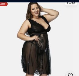 Plus Size Sexy-Lingerie Women Lace Robe Long Babydoll Nightgown Sleepwear Dress