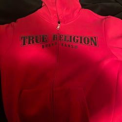 red true religion hoodie size Large