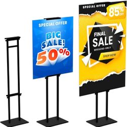 Poster Stand for Display Pedestal Sign Stand,Adjustable Floor Standing Sign Holder,Heavy Duty Banner Stand with Base Height Up to 75 inch Double-Sided