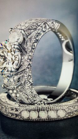 Women's slassic wedding engagement promises ring set