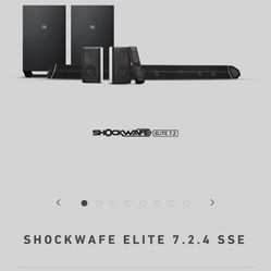Nakamichi Shockwafe Elite Bluetooth 7.2.4 Channel Dolby Atmos/DTS:X Soundbar with Dual 8” Subwoofers (Wireless), 2 Rear Surround Speakers,