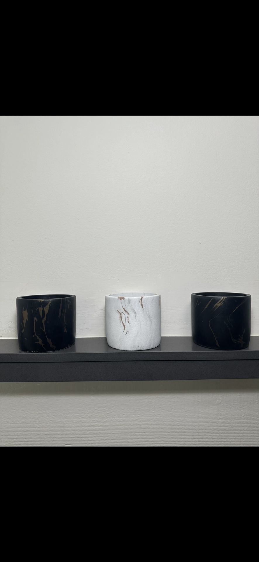 Black White Marble Ceramic Pots