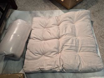 Corduroy Chair Cushion Meditation Pad 2 Pack Tufted Beige, Square 20 x 20 in NEW