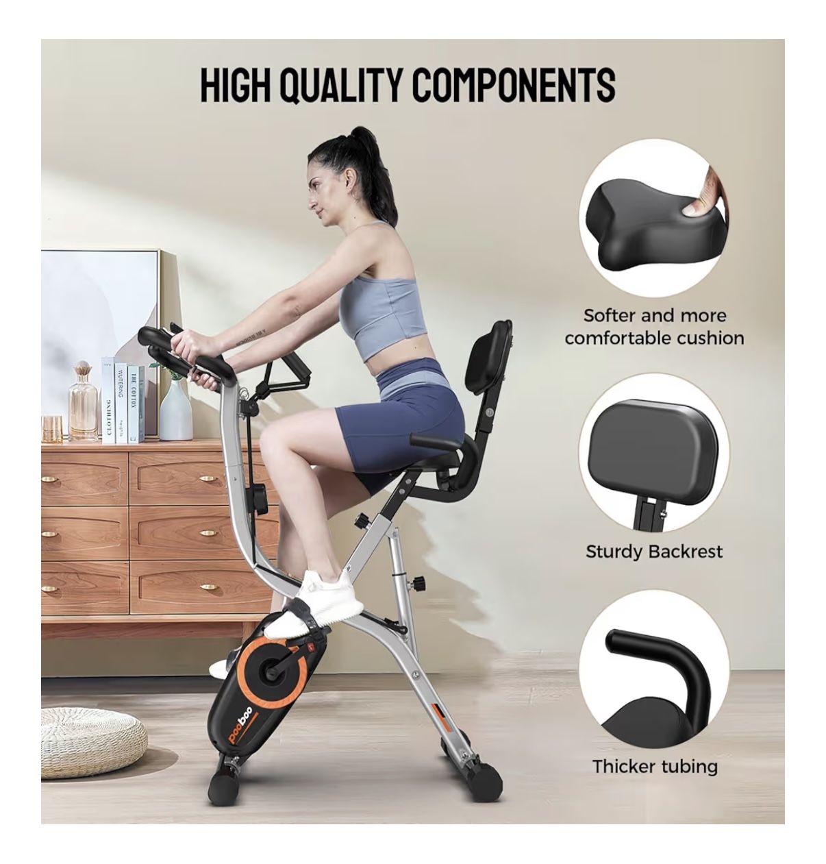 Foldable Exercise Bike with LCD Display
