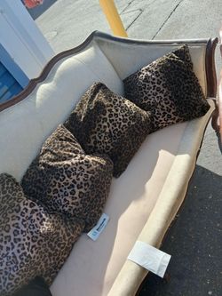 Barnhardt French Provincial Settee with Leopard Pillows