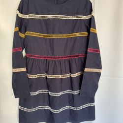 English Factory Navy Multicolor Cutout Stripes A-line Preppy Corpcore Cotton Sm