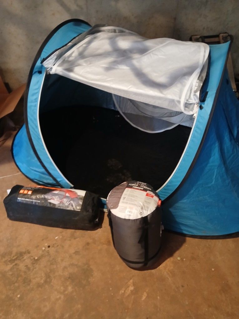 Two Tents 4 Person Person Plus New Double Form Sleeping Bag 30.00