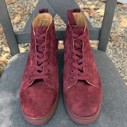 Christian Louboutin Louis Flat Suede Sneakers – Burgundy – Size EU 46 (US ~13)