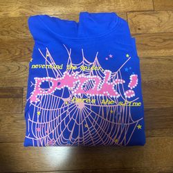 Sp5der P!NK Hoodie Dark Blue