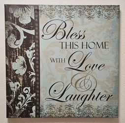 Bless This Home Vinyl Canvas Wall Decor Sign
