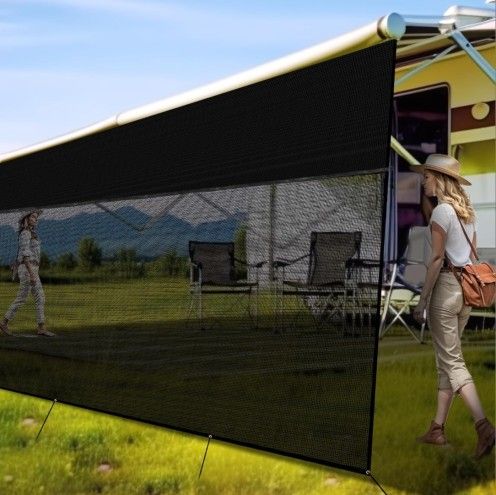 RV Awning Shade Screen with Zipper 9' x 10'3'', 600D Oxford Top + Mesh Bottom