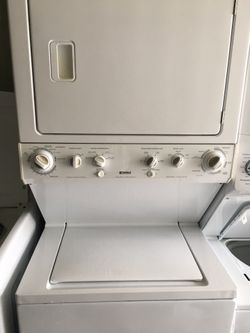 KENMORE BIG 27" STACKABLE COMBO WASHER AND DRYER PERFECT CLEAN ALL HOSES INC