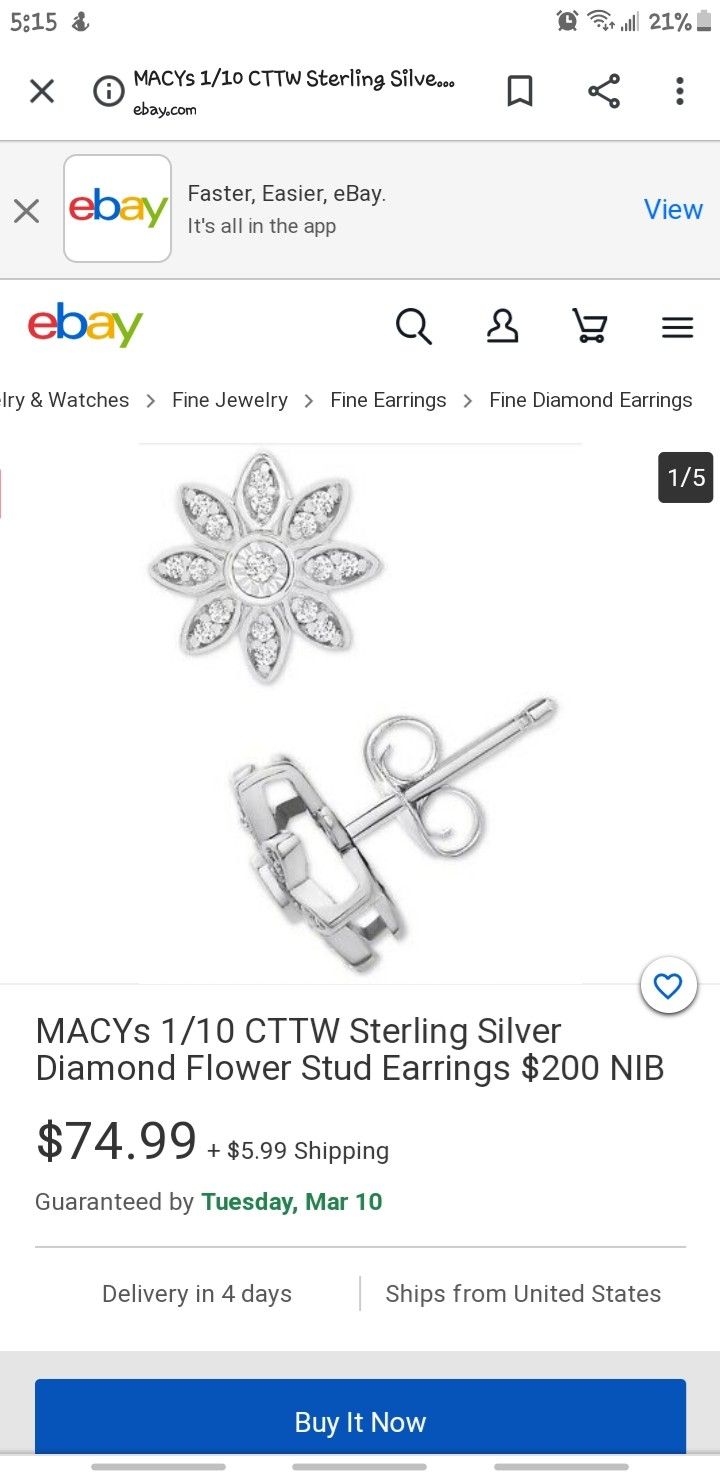 sterling silver Diamond flower stud earrings