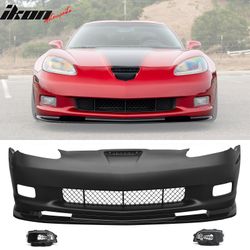 Fits 2006–2013 Corvette C6 Z06 Front Bumper Cover Conversion Foglight Gloss Black Lip