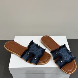 A pair of blue slippers