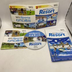 Wii Sports & Wii Sports Resort - 2 in 1 Combo - Tested Working w manuals rare
