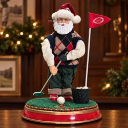 Gemmy North Pole Golf Club Santa Christmas Golfer Figurine Gift for Golf Lovers