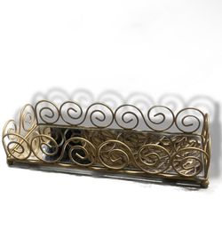 Glam Gold Scrollwork Mirrored Vanity Tray / Centerpiece