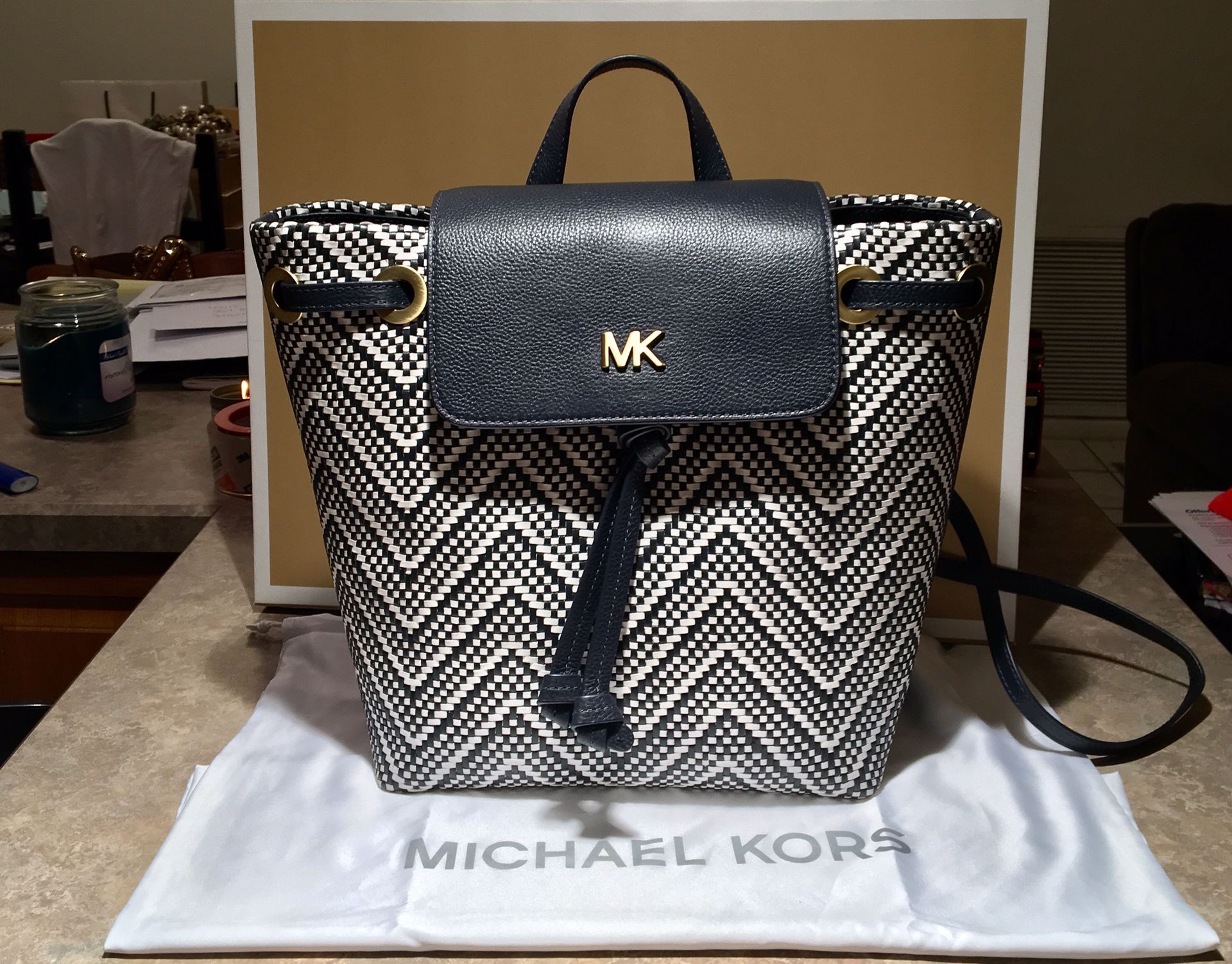 NWT Michael Kors Genuine Woven Leather Backpack