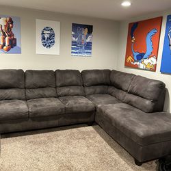 Dark Grey Couch With Chair 