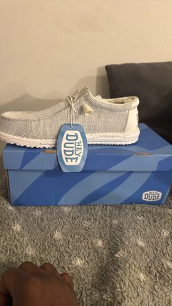 Hey Dude Men’s Wally Slip-On Shoes – White/Gray Mesh – New in Box