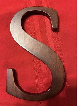 Vintage Wooden Letter "S" Wall Decor Sign (8" x 4.5") – Warm Walnut Finish