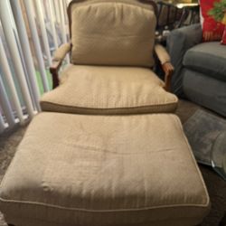 Queen Anne Chair And Ottoman 