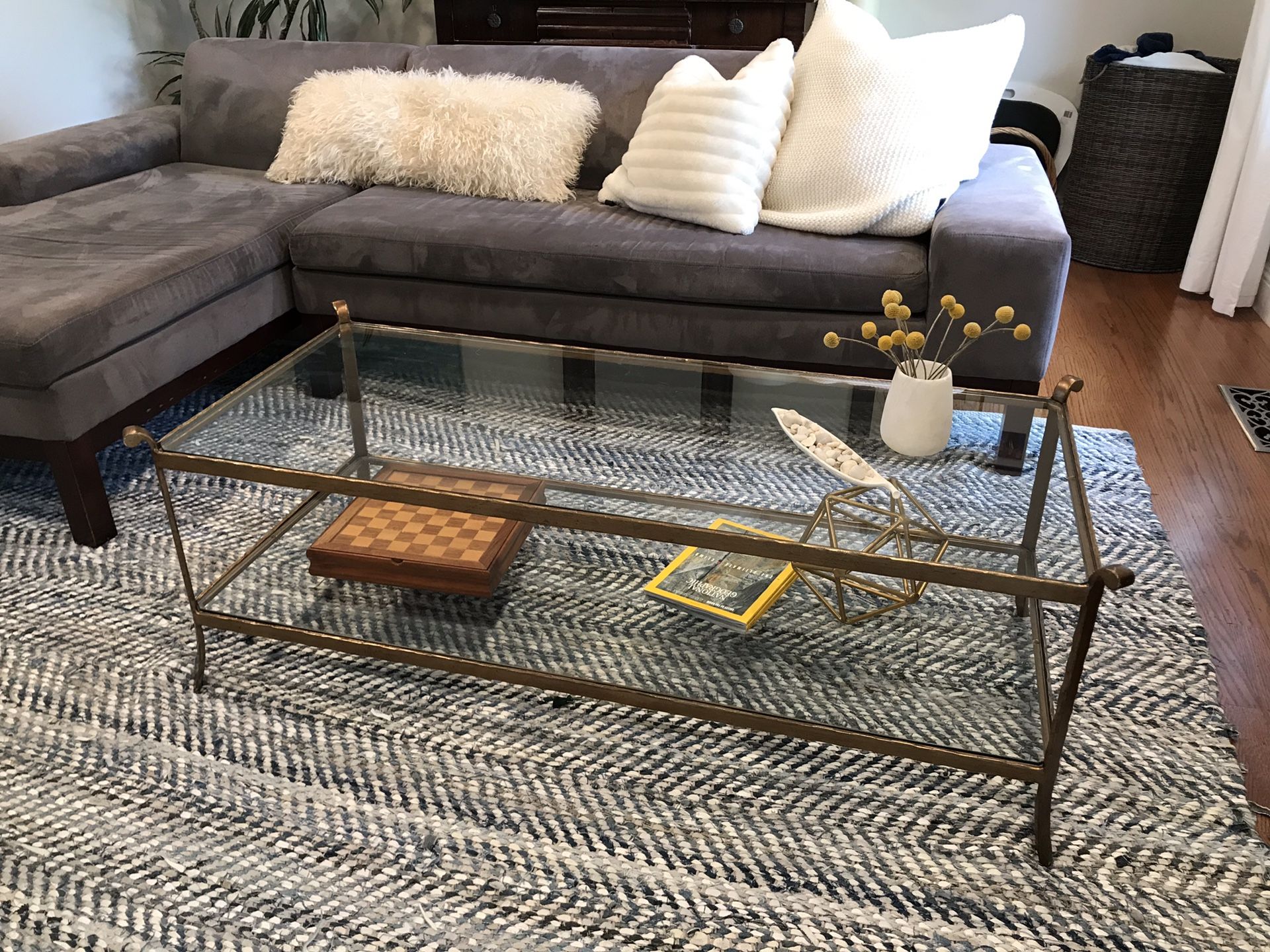 Serena & Lily St. Germain iron and glass coffee table