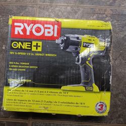 Ryobi New 1/2” Impact Wrench -3 Speeds Brushless 