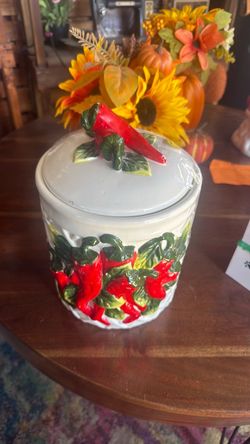 Ceramic Cookie Jar with Chili Pepper