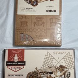 Puzzle kits 2 wooden 3D car (new & sealed)